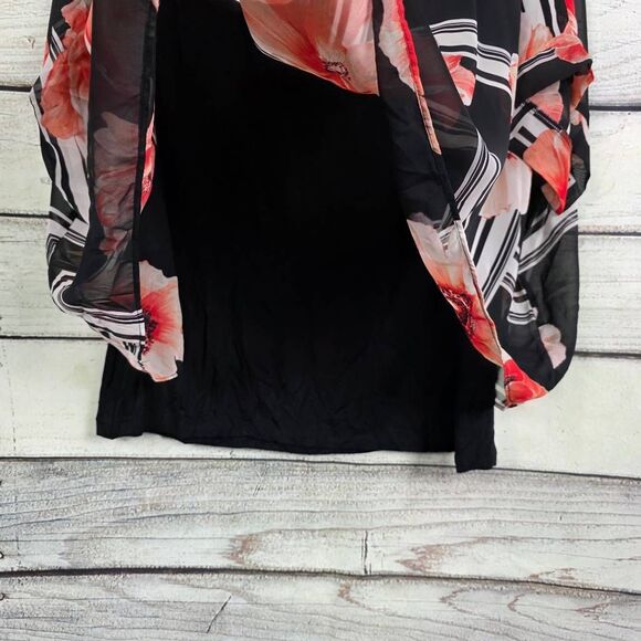 Alyx Floral Chiffon Layered Blouse Black Red 2X - Picture 4 of 9